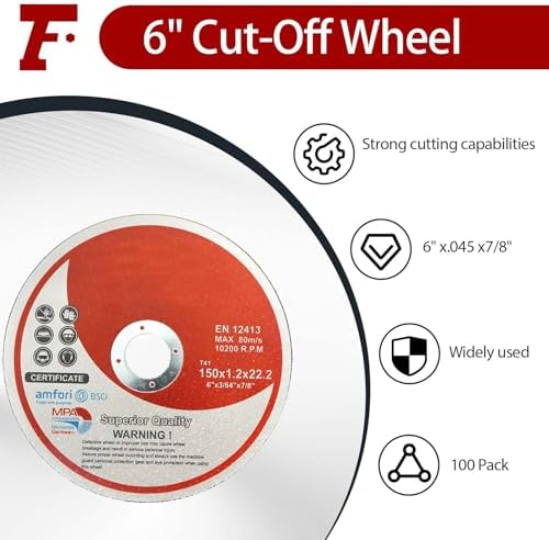 findmall 100 Pack 6" x.045 x7/8" Cut-Off Wheel - Metal and Stainless Steel Cutting Discs, Fir for Cutting Steel, Iron, Plastic, Stainless Steel, Etc