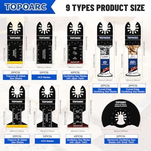 TOPOARC Oscillating Tool Blades Kits, 28PCS Titanium Multitool Blades