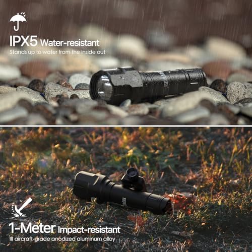 Feyachi Rifle Light 1200LM 22500Candela WL25 Tactical AR Flashlight LED Outdoor Light with Pressure Switch & Picatinny/Mlock Rail Mount, 3 Modes - High/Low/Strobe