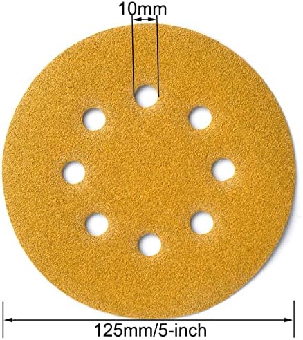5-Inch 8-Hole Hook and Loop Sanding Discs 120-Grit, 200-Pack