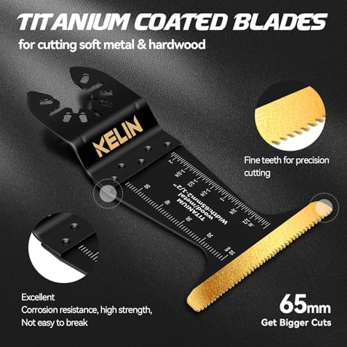 KELIN 56pcs Titanium Oscillating Tool Blades, Universal Multitool Blades