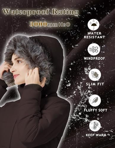 GGleaf Women's Winter Puffer Coat with Removable Fur Hood Warm Snow Jacket