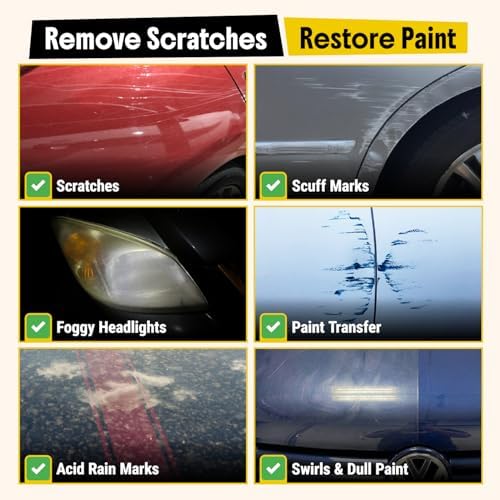 Carfidant Scratch and Swirl Remover - Car Scratch Remover for Vehicles Paint - Polishing Compound for Cars - Paint Restorer Kit with Pad, Microfiber and Sanding Block