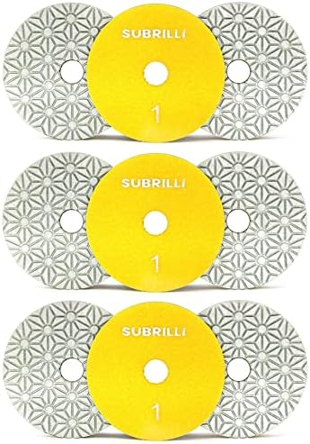 4" Dry/Wet 3 Step Diamond Polishing Pads 9-Pcs Step 1 for Granite Marble Quartz Concrete