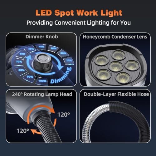 Magnetic Work Light, Flexible Gooseneck Work Light with Rotatable Lamp Head and Adjustable Magnetic Base, Workshop Tool Light or CNC MlilingDrill Press Sewing Machine Industrial Lighting,18W