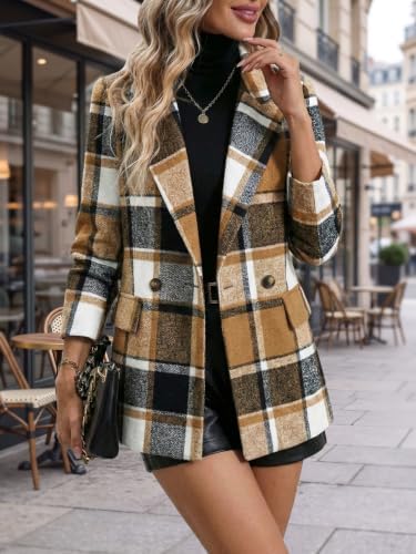 Mina Self 2026 Women's Fall Plaid Blazer Houndstooth Jacket Business Casual