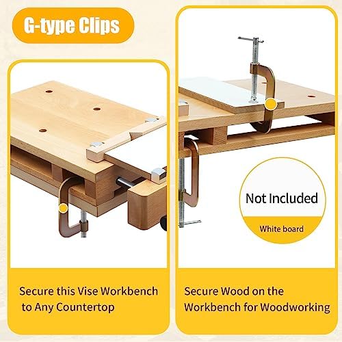 Portable Workbench Hard Woodworking Vise for Workbench, Desktop Work Table Work Bench with G-Type Fixing Clips and Limit Blocks, for Home, Woodworking Studios, Fixed for Processing Wood