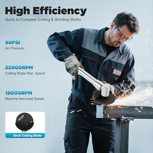 Angle Air Die Grinder, 18000RPM 1/4inch Air Angle Edge Die Grinder Cutter Polisher Air Cutting Machine Tool Long Handle Air Angle Grinder Polisher for Repair Grinding, Polishing, Deburring