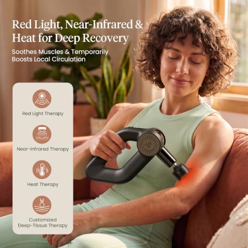 BOB AND BRAD D6 Ultra Max Massage Gun 8-16mm Adjustable Amplitude and Infrared Light, Deep Tissue Percussion Professional Muscle Massager for Athletes, FSA Eligible & HSA Approved