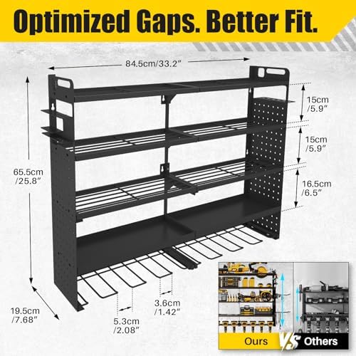 Large 5-Tier Power Tool Organizer Wall Mount, 320lb Capacity, 34'' Wide