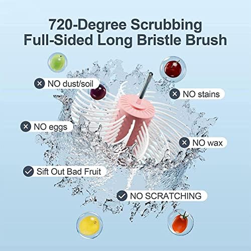 bacion Fruit and Vegetable Washing Machine, Fruit Washing Spinner Device Vegetable Cleaner Device with Spin Scrubber Brush, Portable Food Cleaning Tool with Draining System for Home Kitchen BD-10507