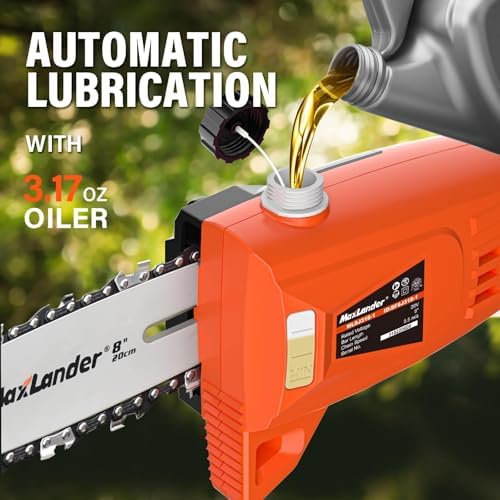 MAXLANDER 2-In-1 8" Pole Saw & 18" Hedge Trimmer, 2×3.0Ah Battery & Charger