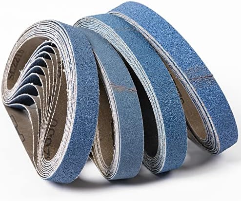 40 Pack Zirconia Sanding Belts, 20 x 520mm, 10 Each of 40/60/80/120 Grits, Zirconium Corundum, 3/4" x 20-1/2" Belts, UW-BS20520 Compatible