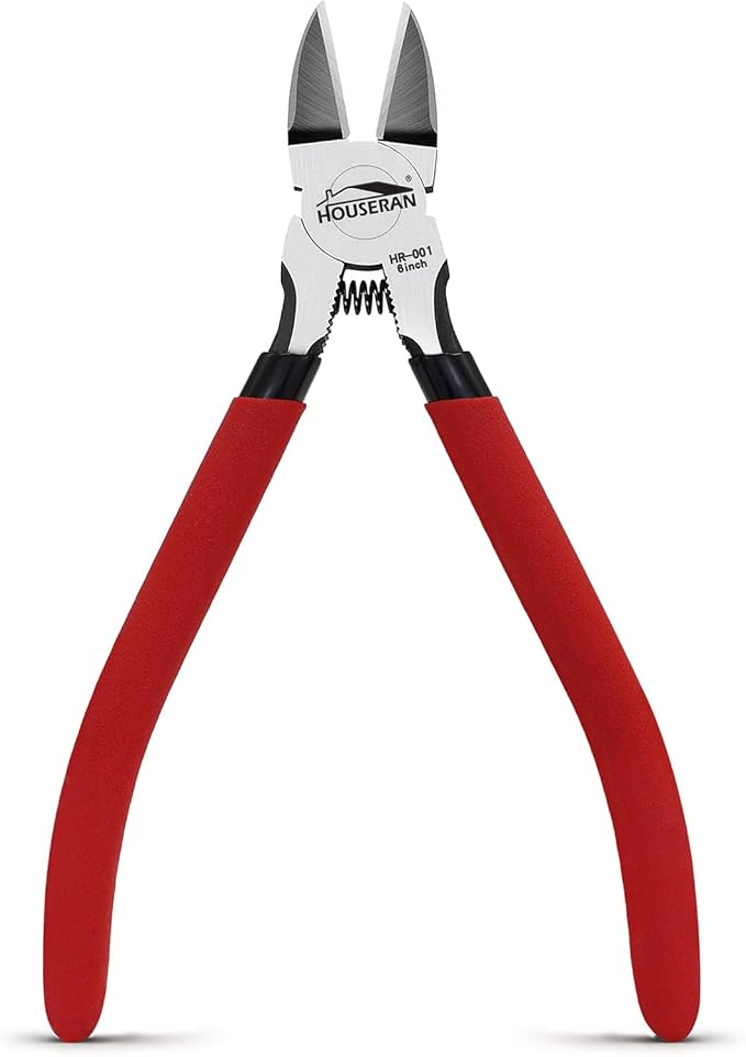 Wire Cutters 1 PACK, 6 inch, Side Cutters, Flush Cut Pliers | Spring Loaded Cutting Pliers with Non-slip Red Handle, Wire Cutters Heavy Duty for Jewelry Making, Crafts, Zip Tie
