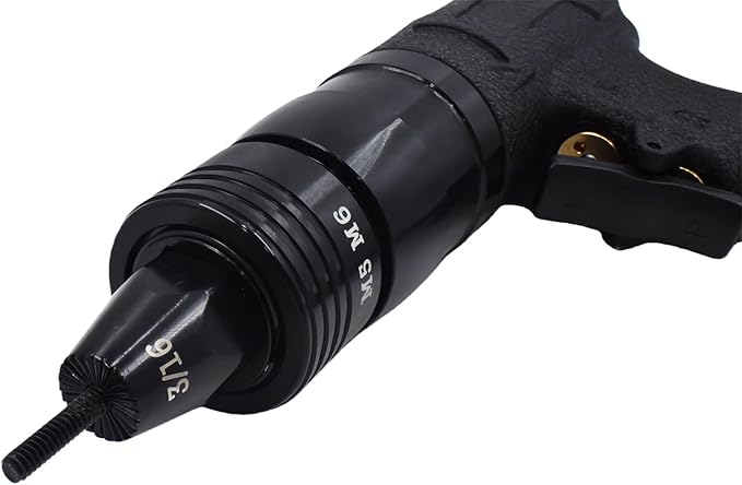 Pneumatic Rivet Nut Gun Air Rivet Nut Pull Setter Riveting Fastening Tool With 1/4 3/16 Riveting Mandrels Quick Change Locking Nozzle Bolts Adapter Drill For Air Rivet Nut Insert Installation Tool