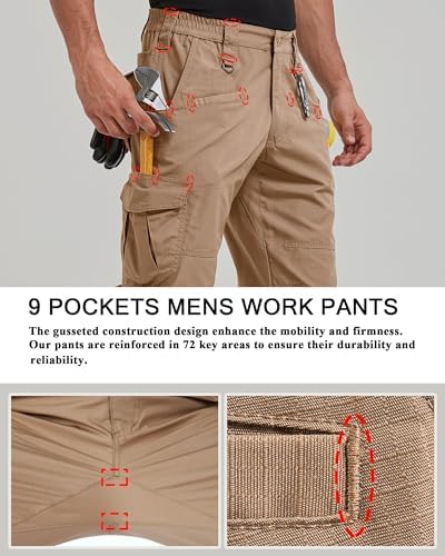 CNBQDD Mens Work Pants Cargo Tactical Construction for Men Ripstop Waterproof Lightweight Outdoor Hiking with Pockets