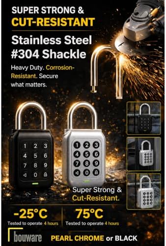 Smart Padlock Alpha1 Heavy-Duty Electronic Padlock Combination Weatherproof Digital Keypad Number Button Locks with Code, Outdoor/Indoor Use with Upgraded Security Features (Silver)