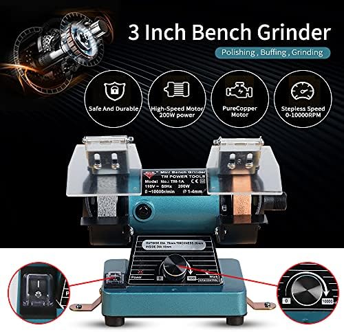 LIBAOTML Mini Bench Grinder with Variable Speed for Polishing, Buffing, and Jewelry Making, Small Bench Polisher and Professional Lapidary Equipment for Rocks, Metals, and Gems