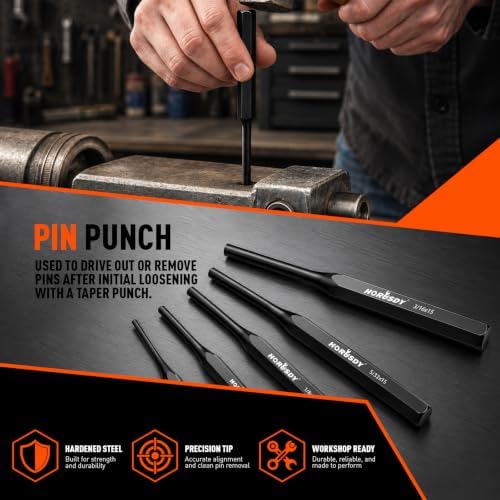 19-Piece Punch and Chisel Set, Pin Punches, Center Punch, Alignment Tools