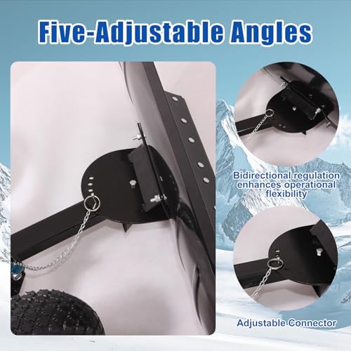 30” Snow Shovel with Wheels, Snow Pusher with Adjustable Angle & Height Handle, Snow Removal for Driveway Sidewalk, Ergonomic Double-Rod Design, Easy Assembly (Double Rod)