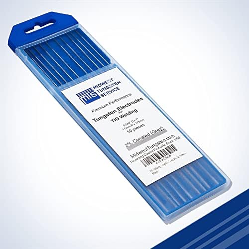 Midwest Tungsten Service TIG Welding Tungsten Electrodes 10-Pack (Grey - 2% Ceriated Tungsten (WC20/EWCe-2), 0.040")