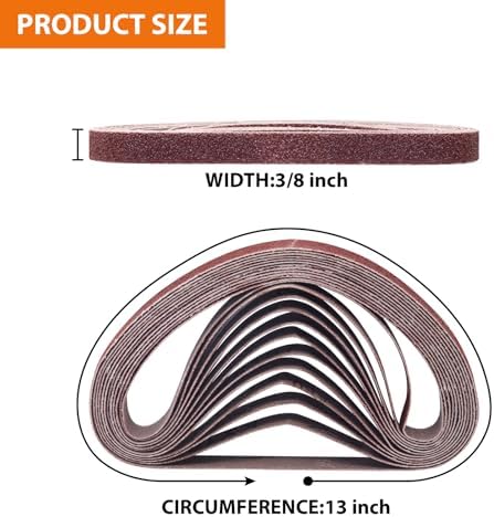 3/8 x 13'' Sanding Belts for Air Belt Sander 12Each of 40/60/80 Grit 36Pack