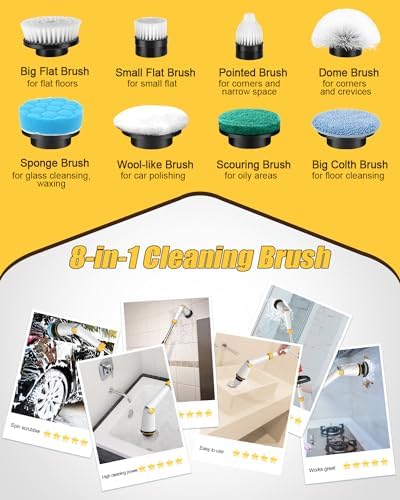 Qimedo Electric Spin Scrubber Q2, 4000mAh Battery, 1500RPM High Power