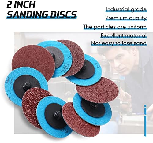 Chumia 250 Pcs 2 Inch Sanding Discs Set 5 Grit Mix 36 to 240, Red