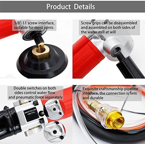Air Wet Stone Polishers 4 Inch Pneumatic Water Grinders Air Powered Wet Sander with Rear Exhaust 5500 Rpm for Granite Marble Concrete Polishing