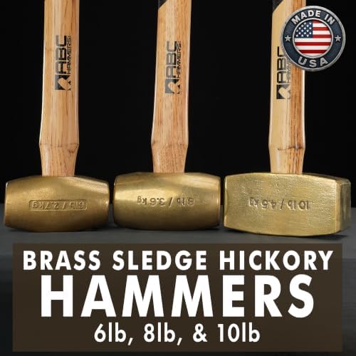 ABC HAMMERS 10 lb Brass Sledge Hammer, 24" Length, Wood Handle