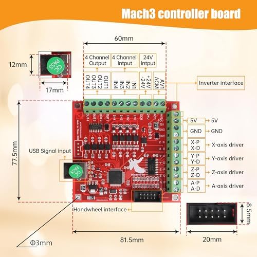 3 Axis Nema23 Stepper Motor Driver USB Mach3 Board CNC Controller Kit 2.8Nm