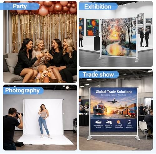 8x8FT Banner Stand, Heavy Duty Step and Repeat Stand, Silver