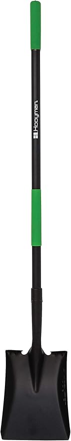 Hooyman Transfer Shovel with Heavy Duty Carbon Steel Head Construction, Ergonomic No-Slip H-Grip, Oversized Steps, and Square Nose Head for Gardening, Land Management, Yard Work, Farming and Outdoors