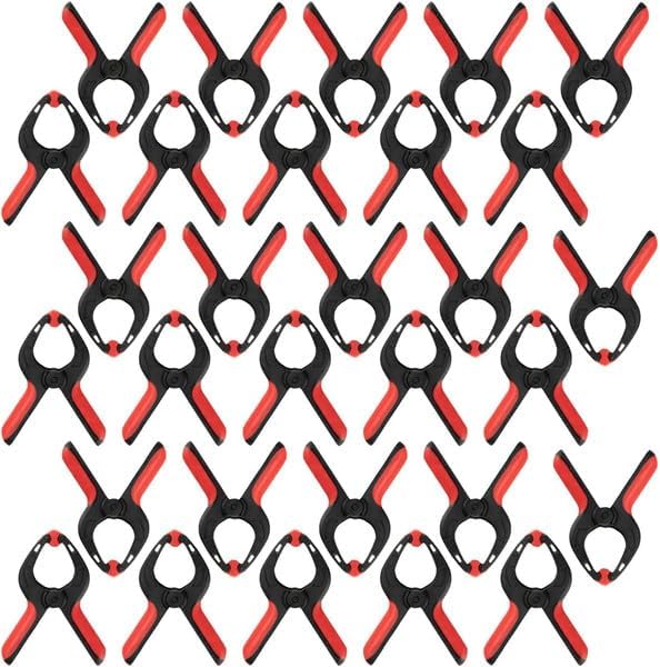 POWERTEC Mini Spring Clamps Set - 30 Pack Plastic Clips with 1-Inch Opening and Pivoting Jaw Pad, Ideal for Backdrop Clips, Pool Covers, DIY Projects and Woodworking (71018-P3)
