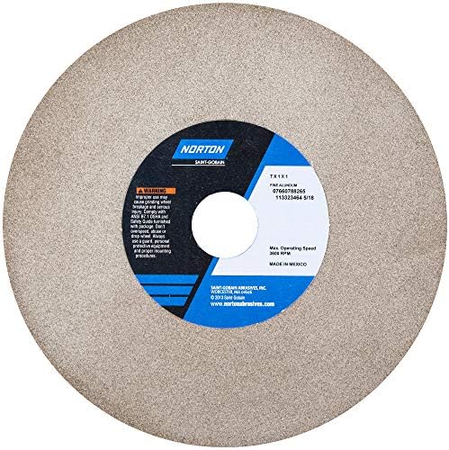 Norton Gemini Grinding Wheel, Type 01 Bench and Pedestal Wheel, Fine Alundum, 7 Inch Aluminum Oxide Grinding Wheel for Bench Grinder, Pack of 1