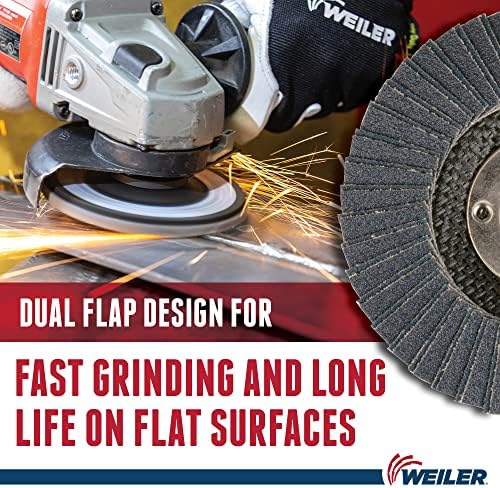 Weiler 51204 Tiger X Flap Disc, Ceramic and Zirconia Alumina, Angled, Phenolic Backing, 36 Grit, 4-1/2", 5/8"-11 UNC Nut (Pack of 10)