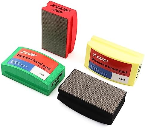 Diamond Hand Polishing Pads Arc Shape Back for Ceramic Porcelain Tile Glass Jade Stone Granite Marble Concrete Grit Mix 4Pcs