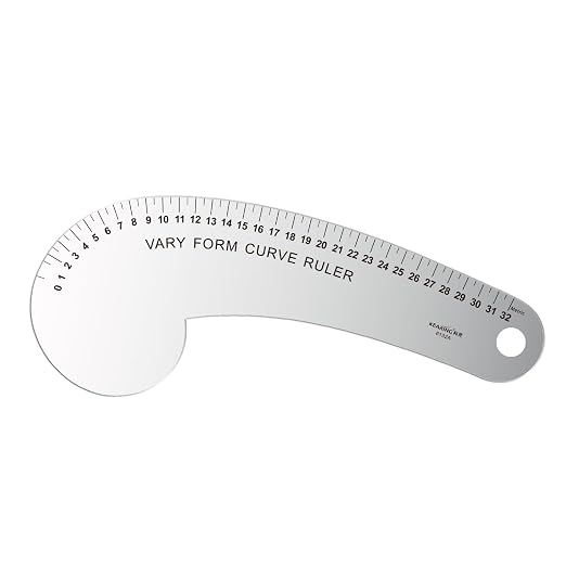KEARING 32CM French Curve for Pattern Making, Vary Form Curve Ruler for Sewing, Aviation Aluminum Hip Curve Ruler for Measuring Sewing,Fashion Design,Quilting