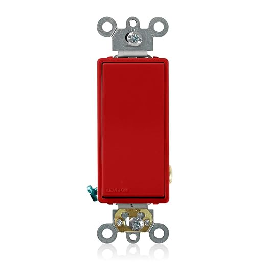 Leviton 20-Amp 120/277-Volt Decora Plus Rocker Single-Pole AC Quiet Switch, 5621-2R, Red