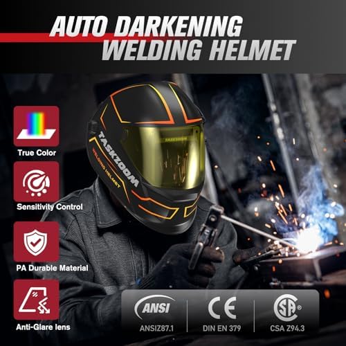 Auto Darkening Welding Helmet True Color 1/1/1/1,Large View 3.94"x3.23",Welding Hood with 4 Arc Sensors,Blue Light + UV/IR Blocking,Wide Shade 4/5-9/9-13 for TIG MIG ARC Welding,Cut and Grind