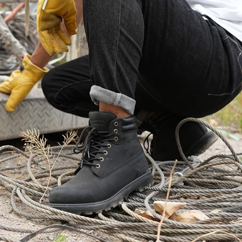 Work Boots for Men Soft Toe Waterproof Leather Workboots