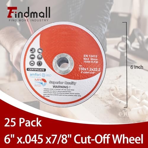 25 Pack 6"x.045"x7/8" Cut-Off Wheel - Metal & Stainless Steel Cutting Discs