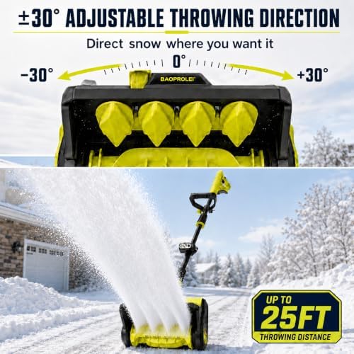 40V Brushless Cordless Snow Shovel, 13Inch Electric Snow Blower with 3 * 4.0 Ah Battery and Charger, Battery Powered Snow Removal with 25FT Throw Distance for Driveway,Steps, Patio, Sidewalk