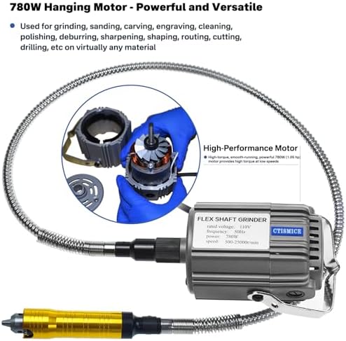 780W Flexible Shaft Rotary Tool Electric Grinder 500-25000RPM