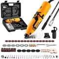 Rotary Tool Kit:DEKOPRO 1.4-Amp Power Hand Rotary Tools with 6 Variable Speed, 127pcs Accessories, 8000~35000RPM Electric Grinder Drill Machine Set with Flex Shaft for Carving, Cutting, Sanding Yellow