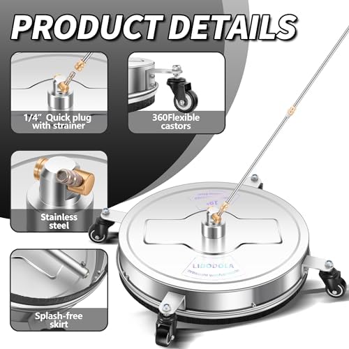 LidoDola 19'' Pressure Washer Surface Cleaner, Power Washer Accessory