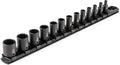 TEKTON 1/4 Inch Drive Impact Socket Set, 13-Piece | SID90104 | (5/32 - 11/16 in.), Shallow, 12-Point, Socket Rail