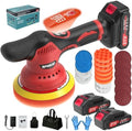 Cordless Car Buffer Polisher Kit (28pcs), 8-Speed 6000RPM, 2X21V Batteries