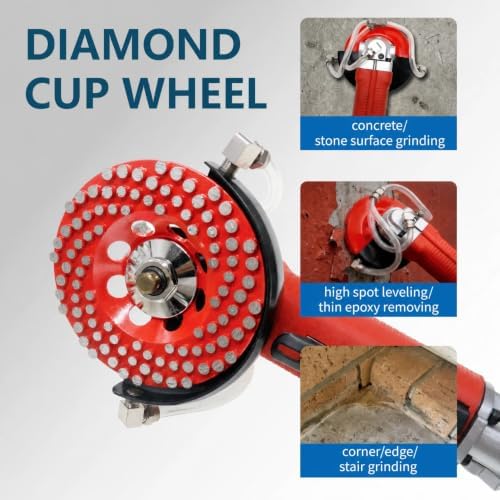 5” Concrete Grinding Wheel, Diamond Grinding Cup Wheel for Marble Granite, Angle Grinder Cup Wheel Fits 7/8-5/8 Inch Arbor, 16/20 Coarse Grit, Dot Segment