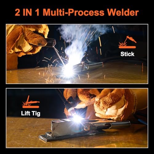 200A Pro Welder, 110V/220V Dual Voltage 2 In 1 ARC/Lift TIG Welding Machine with Synergic Control, IGBT Inverter Stick Welder with Large LED Display, Hot Start, VRD, Arc Force and Anti-Stick